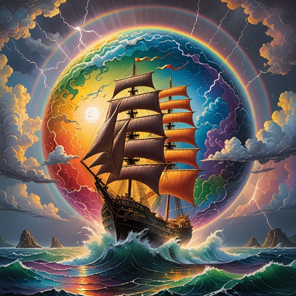 Vibrant Seascape in Exuberant Style