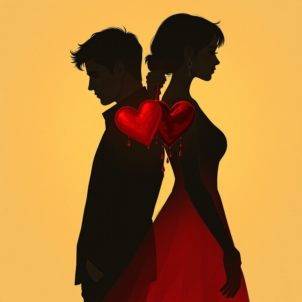Soulmates' Heartbreak: Crimson Thread Severed in Golden Ligh...
