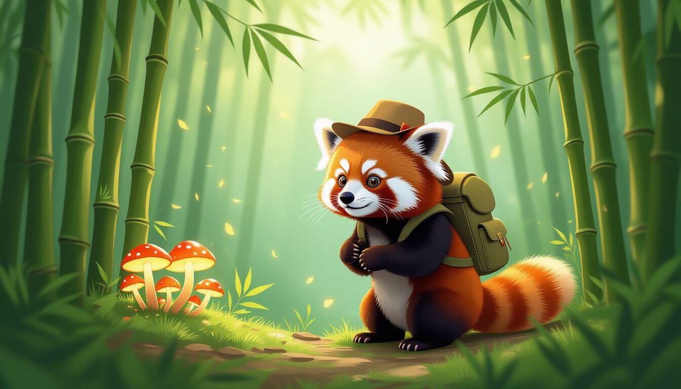 Red Panda Explorer in Bamboo Forest
