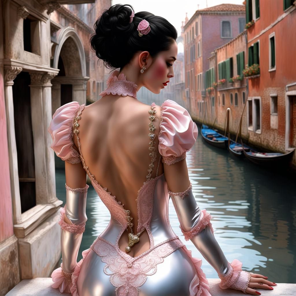 Romantic Portrait of Portuguese Girl in Venice