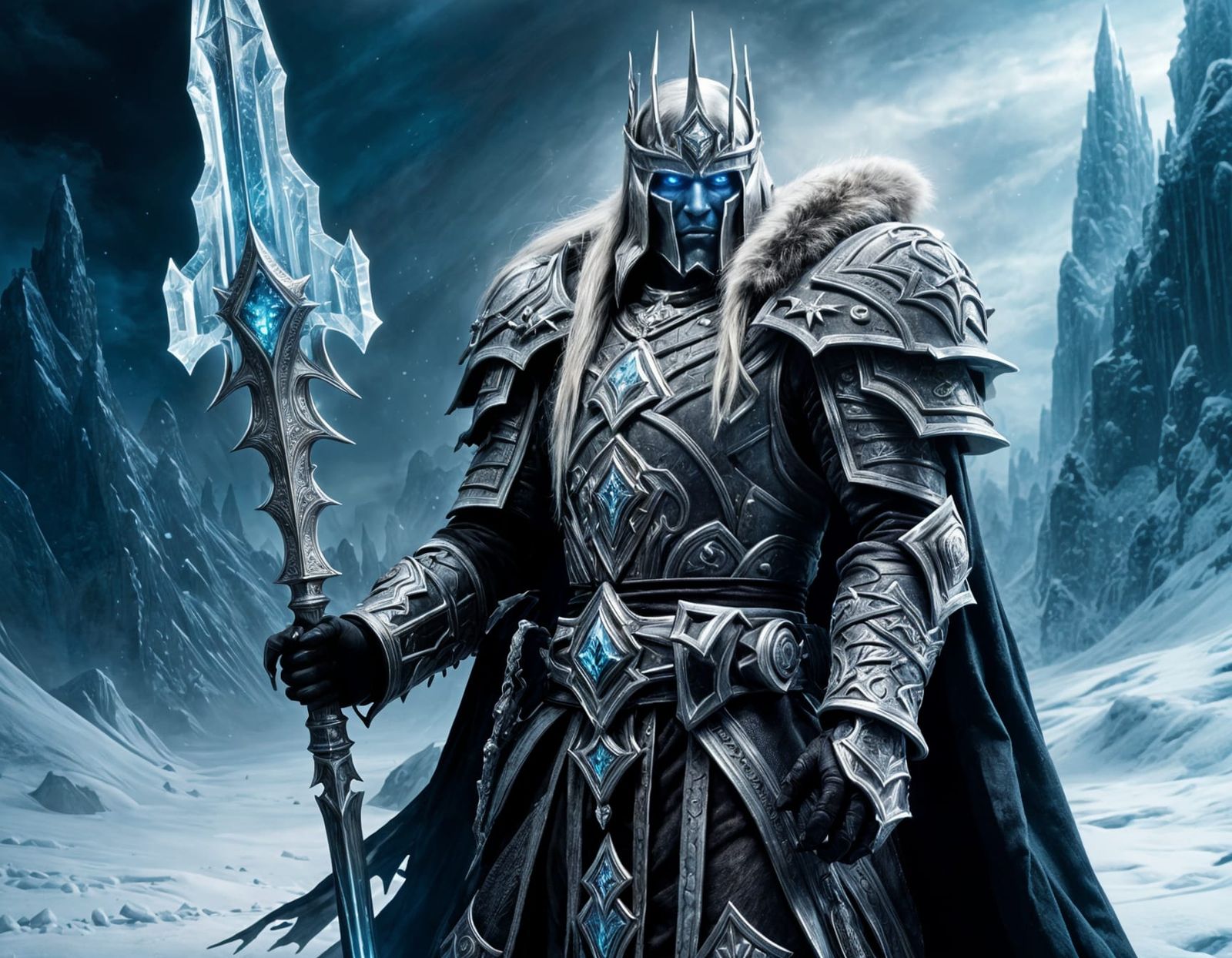 Dark Fantasy Lich King Portrait in Ice