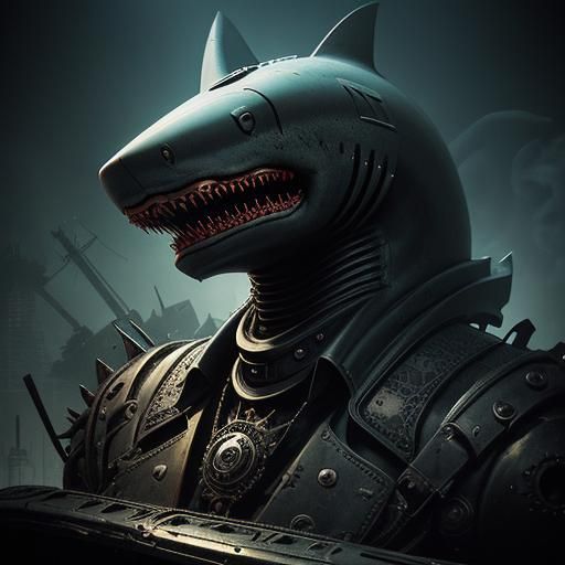 Surreal Shark Police Car Hybrid in Pop Style