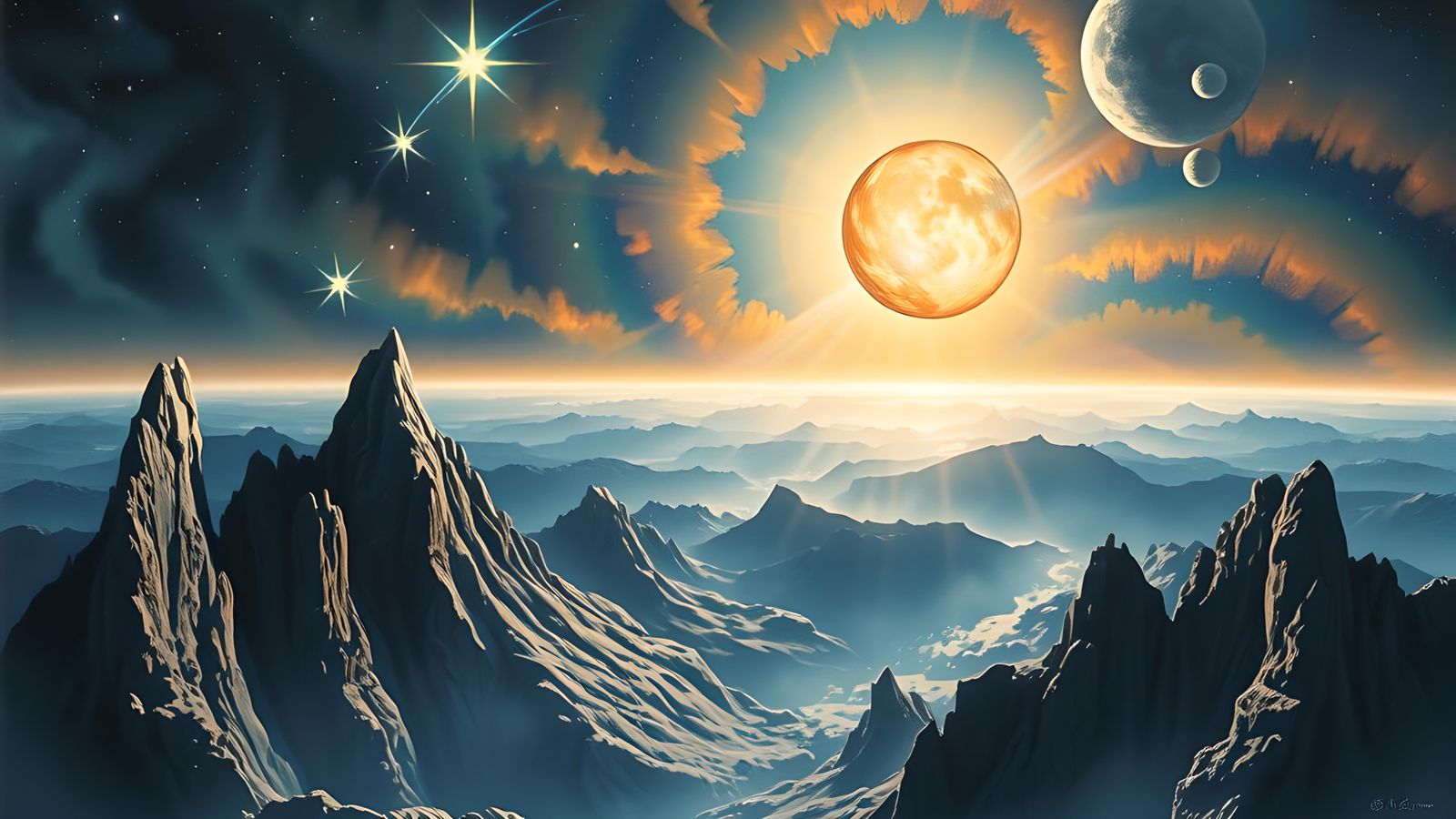 Epic Watercolour of Space Edge in Turner Style