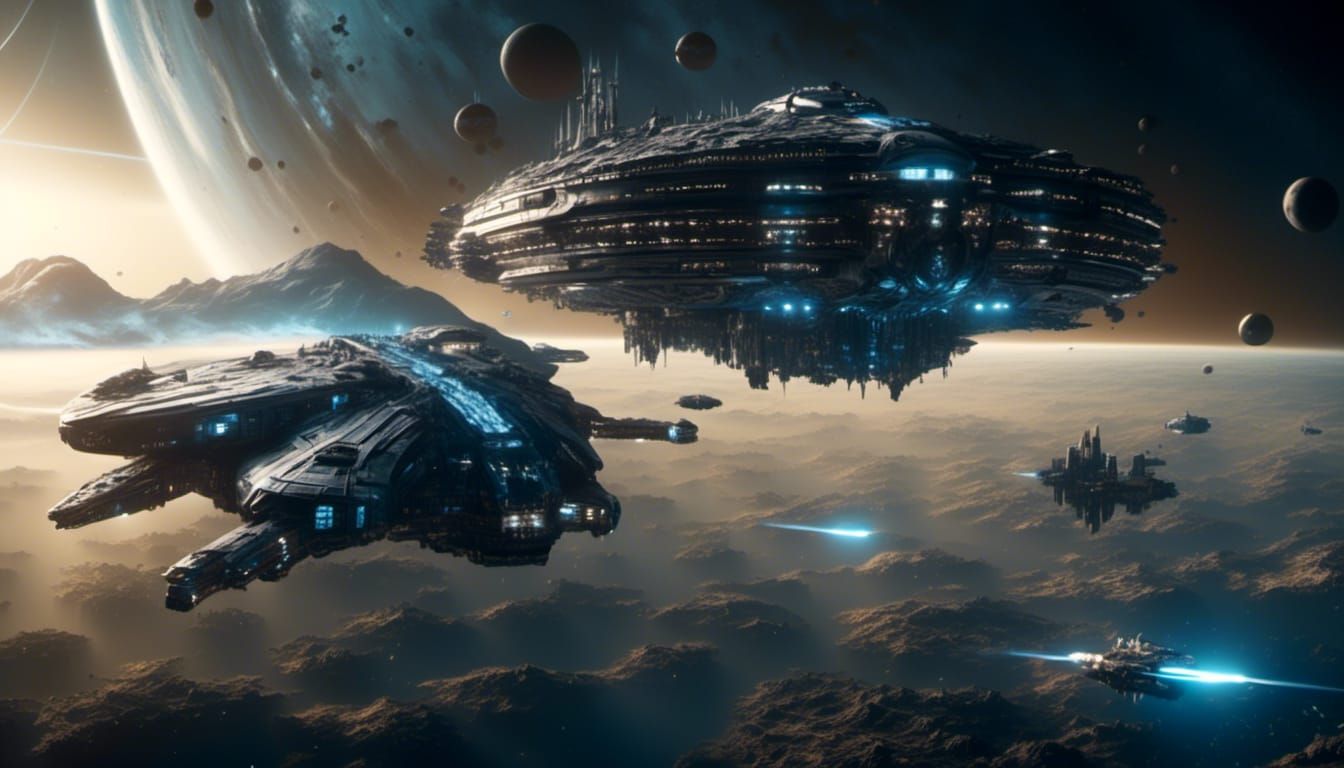 Capital Battleship Docks at Space Station