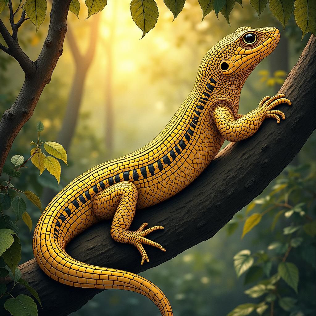 Eastern Glass Lizard in Vintage Art Nouveau Style