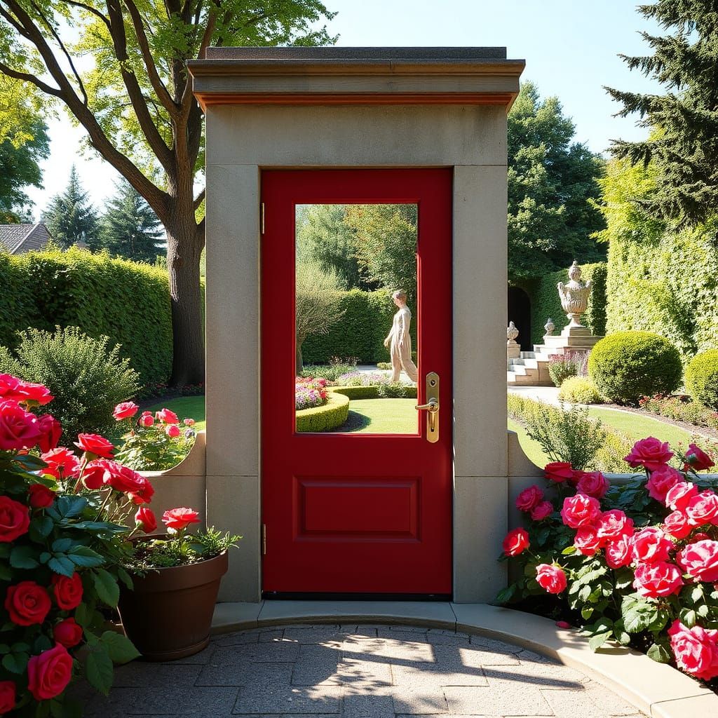 backdoor standing on the rose garden