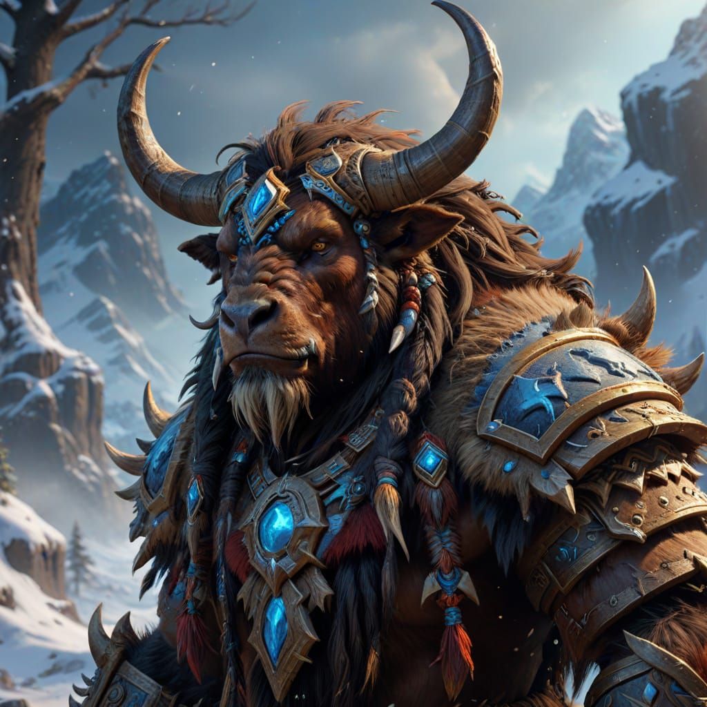 Tauren Male in Blizzard Style Fantasy Art
