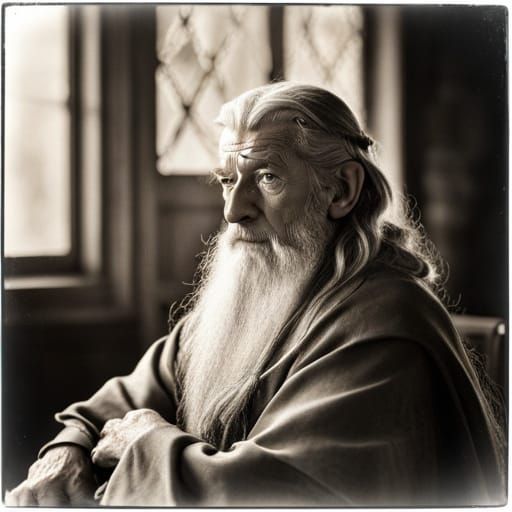 Gandalf at Rivendell: Vintage Silver Nitrate Photograph
