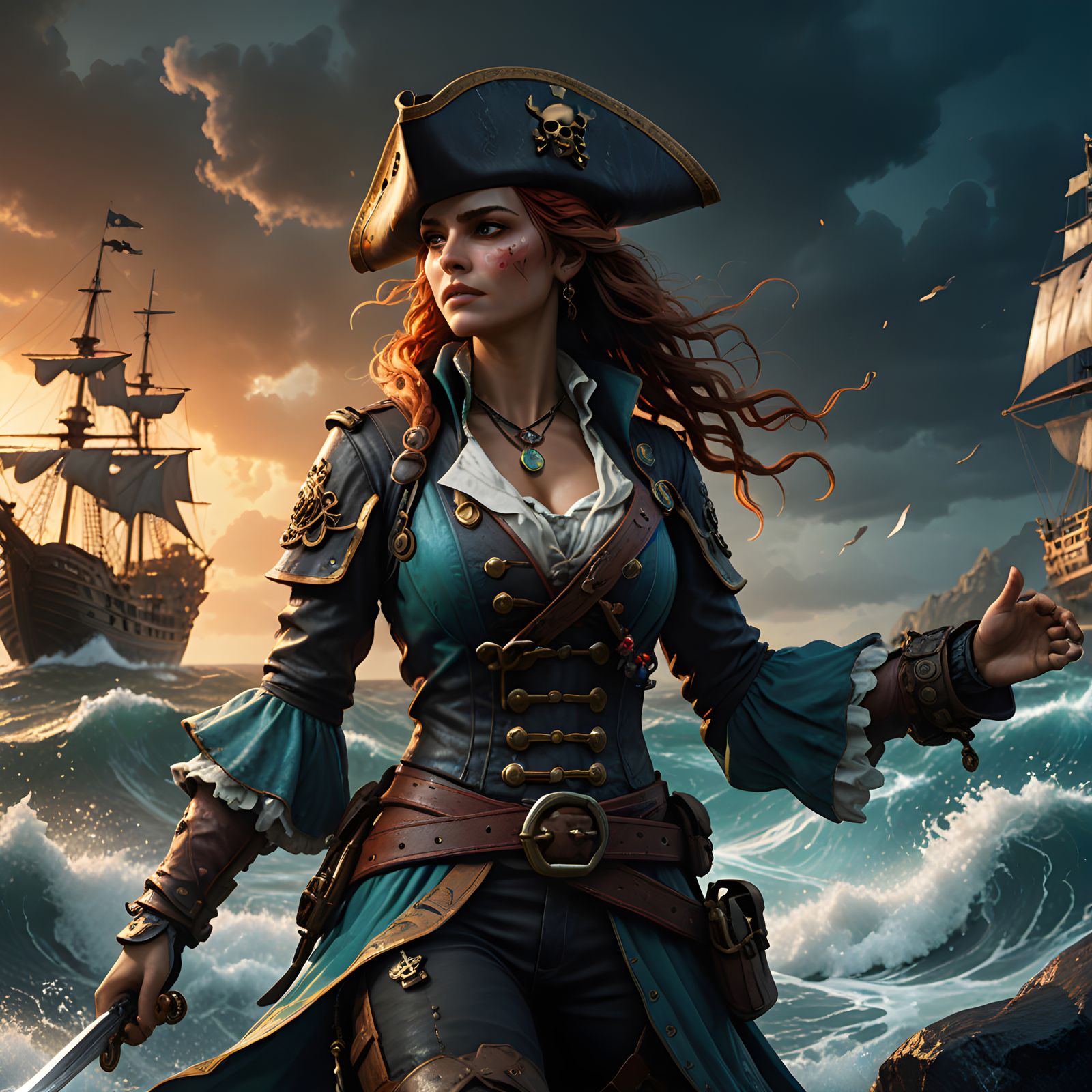 Maiden's Desperate Plunge into Turbulent Ocean Depths