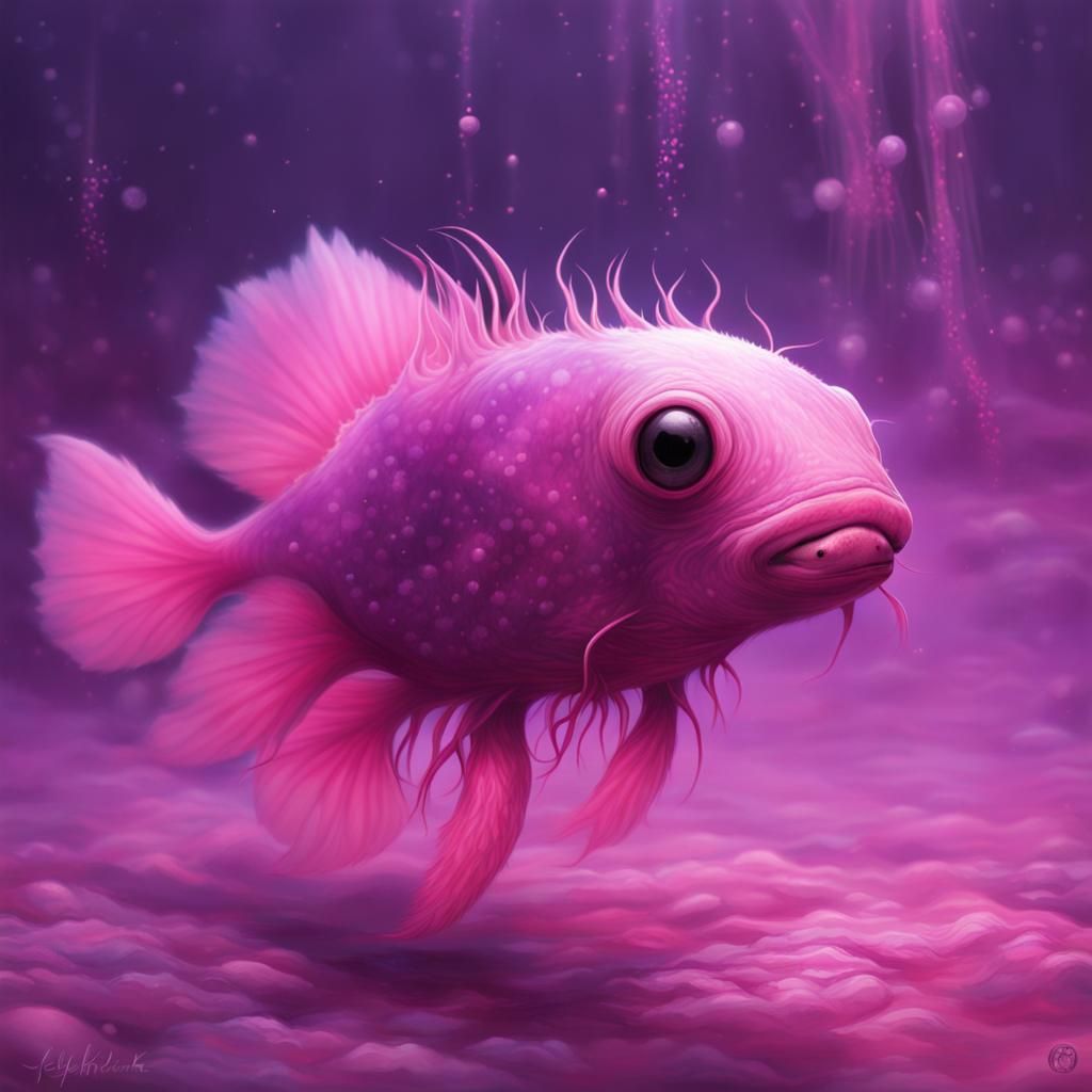 Pink Axolotl in Starry Waters, Sinister Art