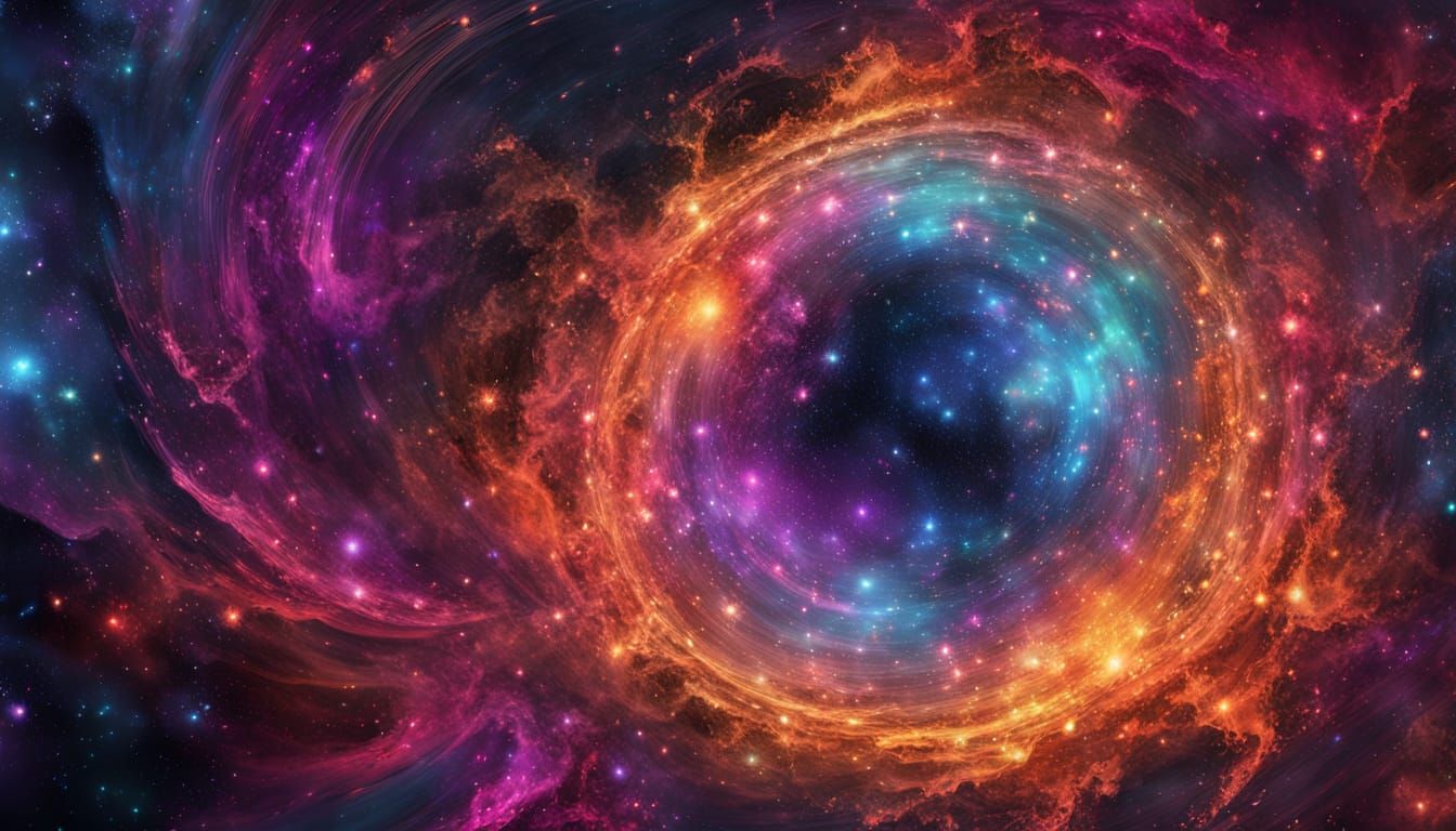 Cosmic Explosion in Swirling Patterns, Dark Backdrop