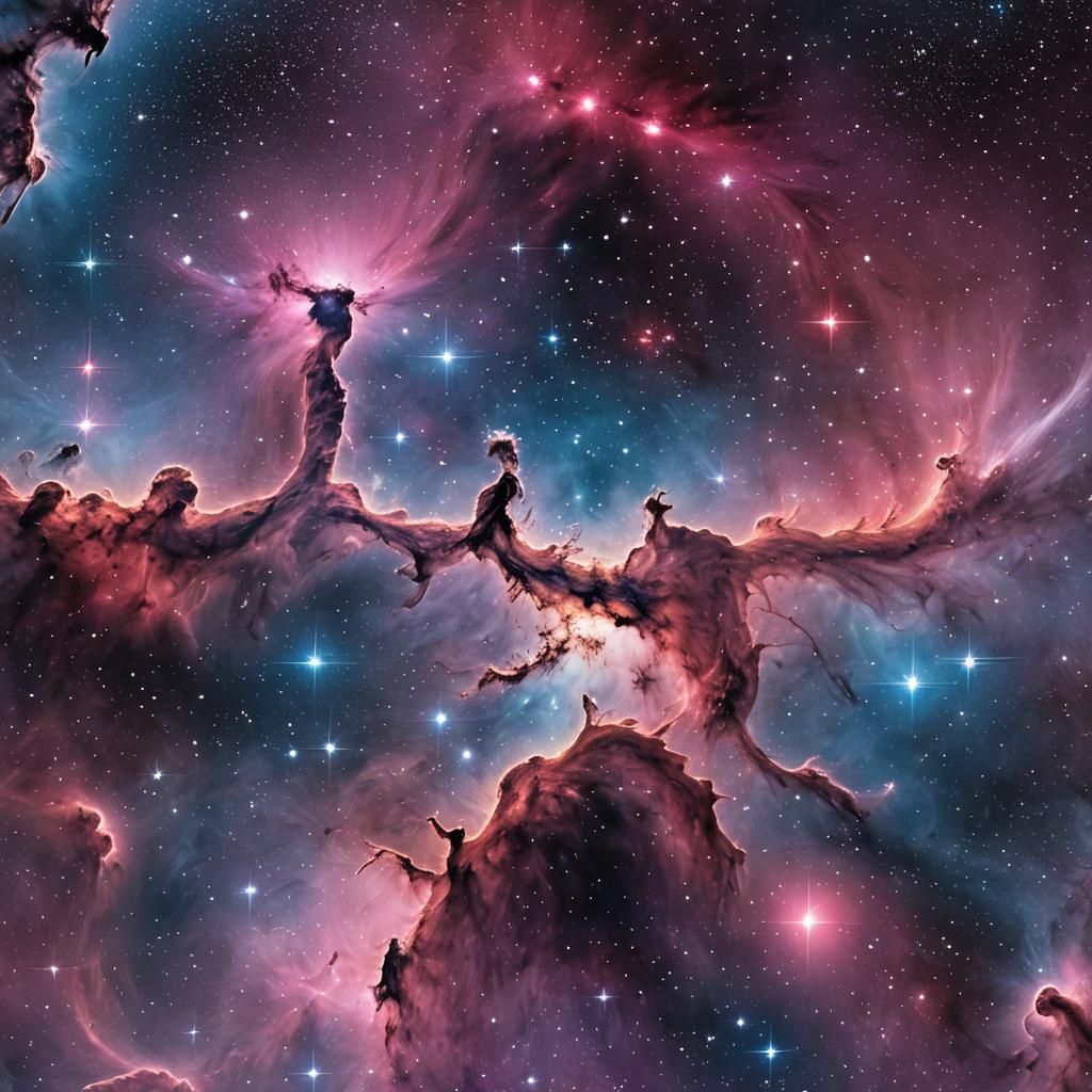 Vibrant Galaxy with Twinkling Stars in Art Nouveau Style