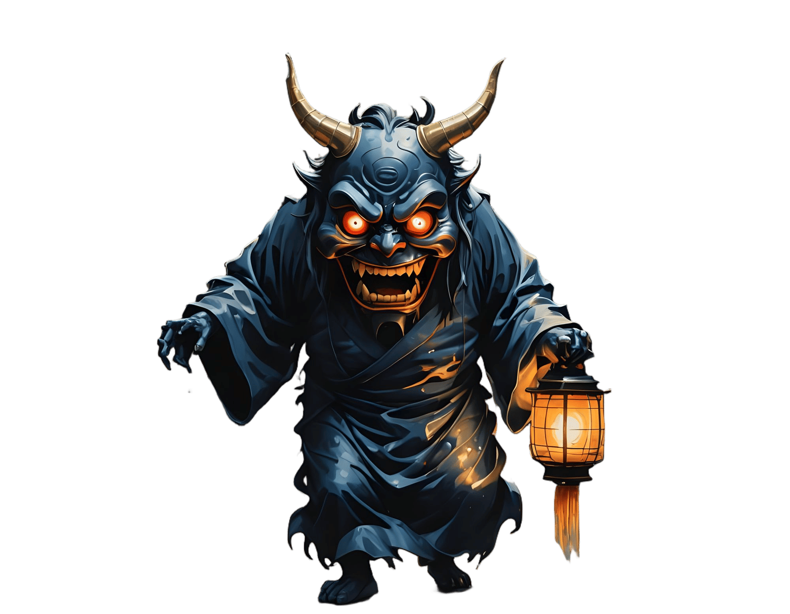 Surreal Demon Lantern Ghost in Whimsical Japanese Ambience