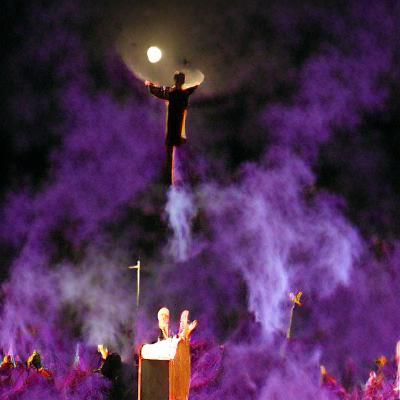 Fiery Sermon: Pastor Preaches to Burning Crowd