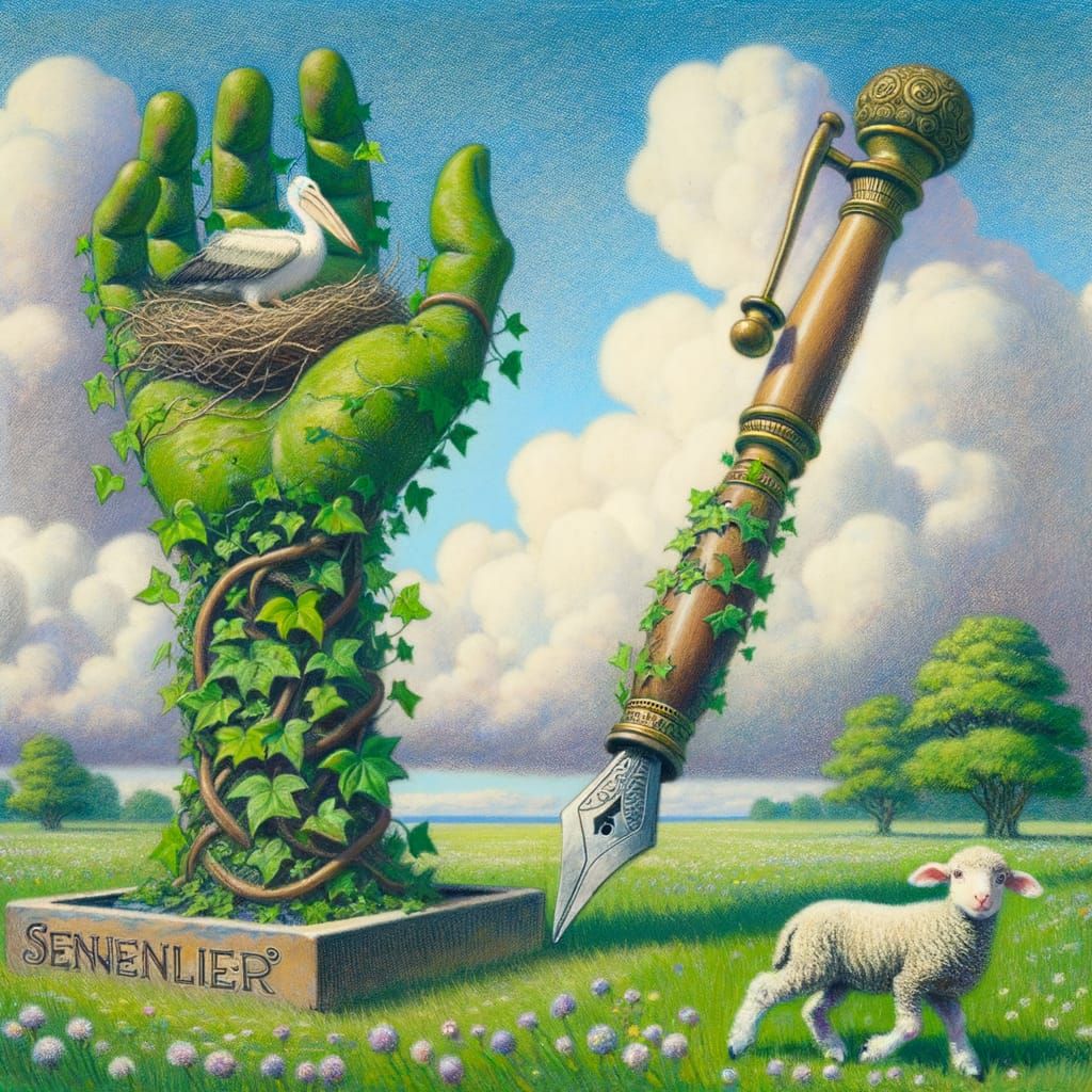 Surreal Field with Sheep, Dreamlike Impressionist Art