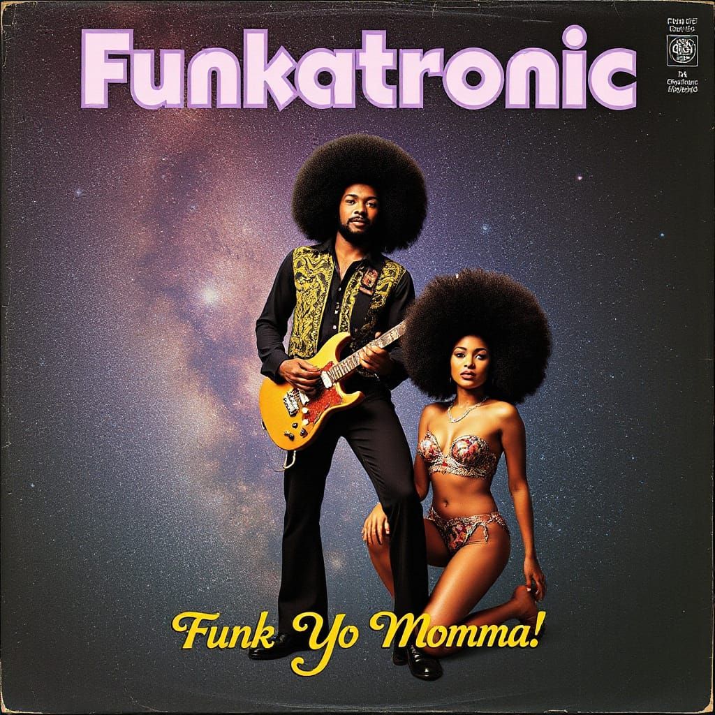 Funkatronic's Cosmic Funk Cover Art in 1970s Style