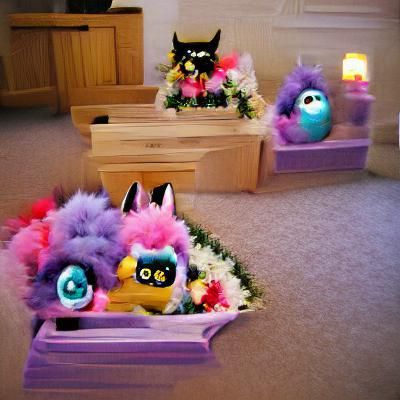 Surreal Furby Funeral Scene