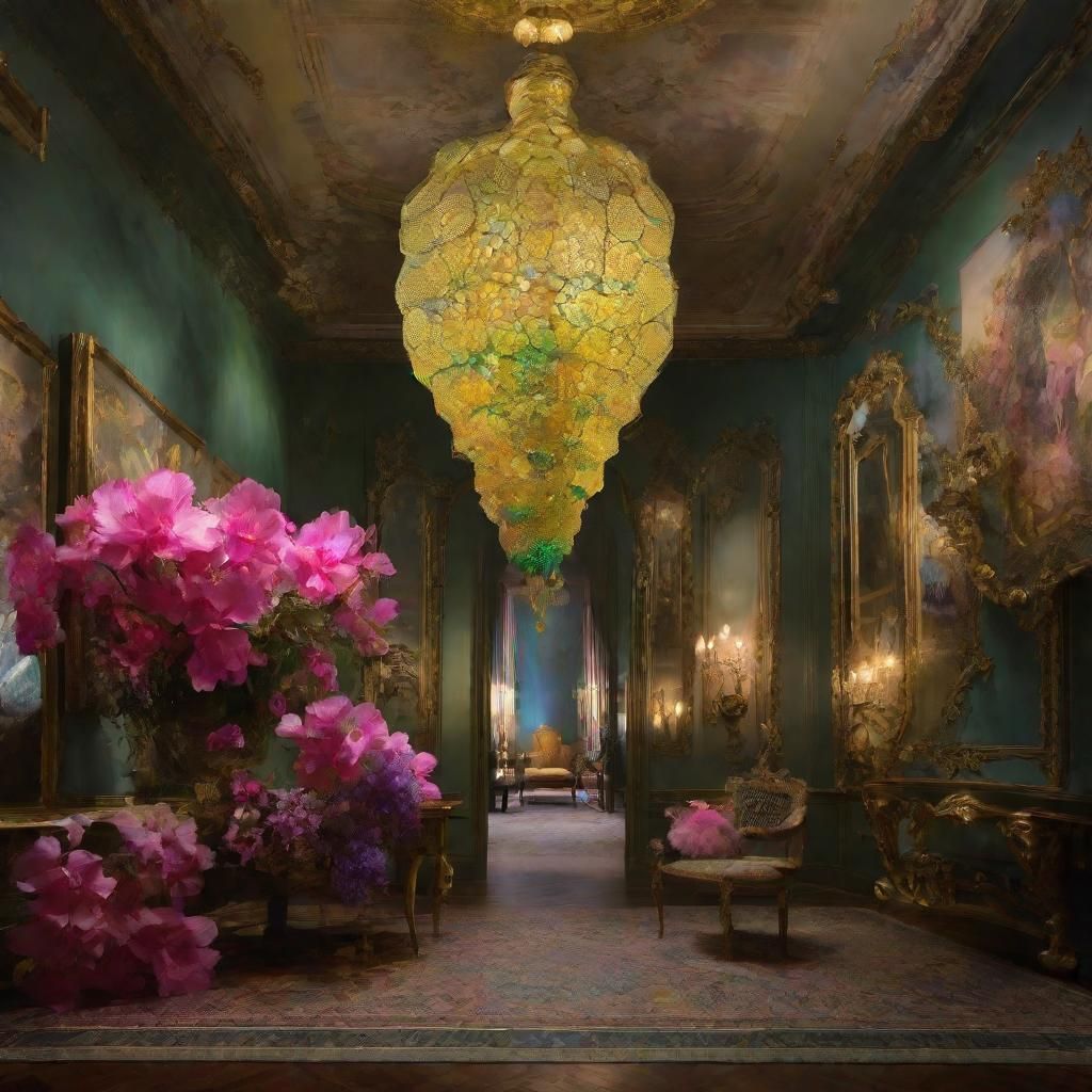 Surreal Fabergé Crystal Chandelier in Matte Oil