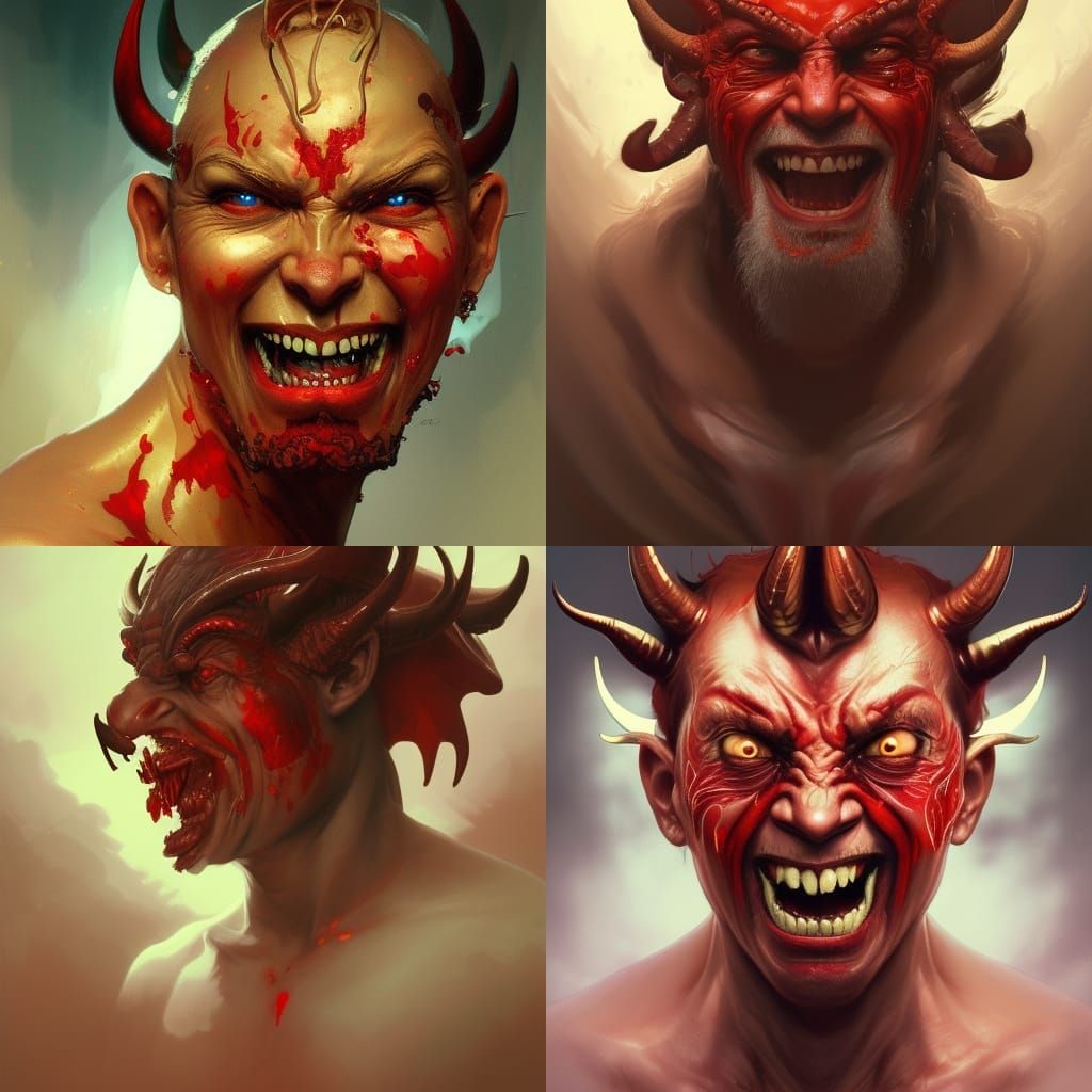 Smug Red Devil Portrait in Detailed Splash Art