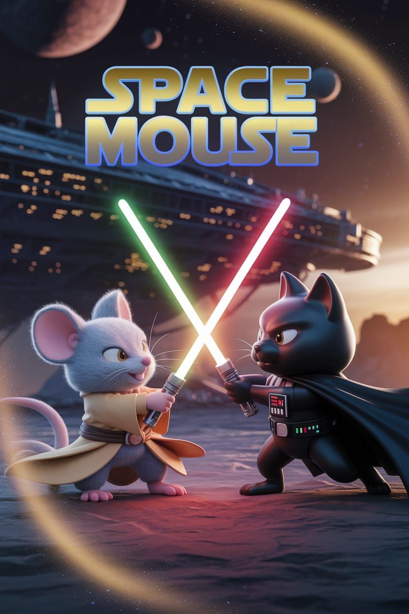 Space Mouse Jedi Duel in Star Wars Style