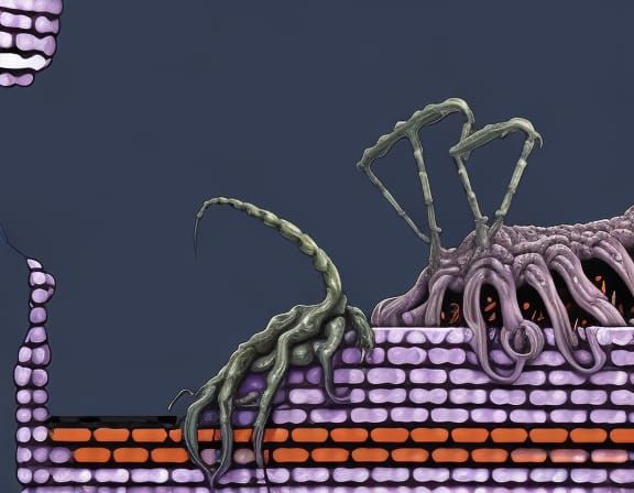 Horrific Biomechanical Monster in Cronenberg Style