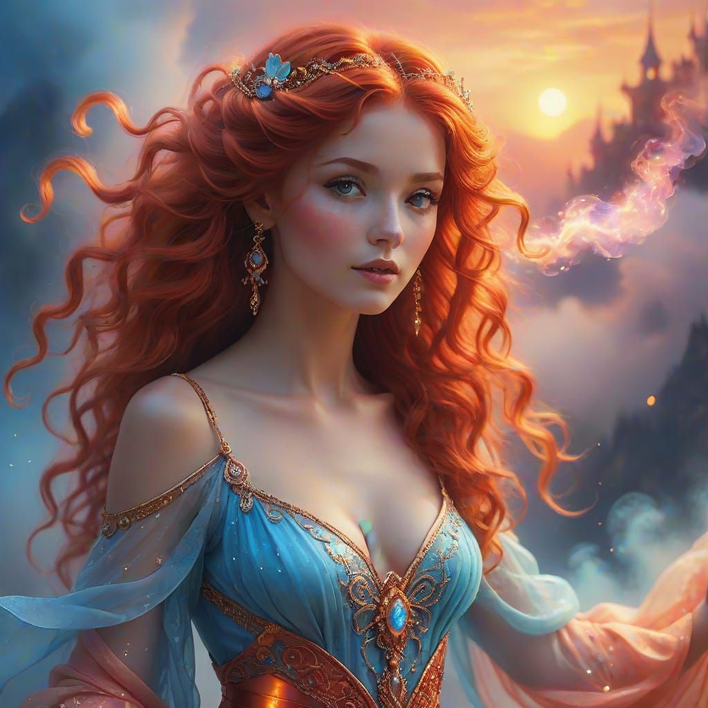 Ethereal Genie in a Dreamy Fantasy Landscape