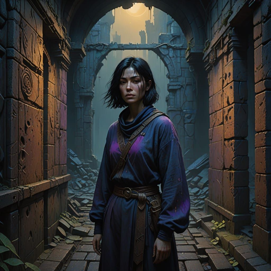 Sad Woman in a Dark Dungeon