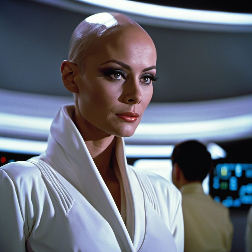 Bald Alien Girl in Enterprise: Hyperrealistic Portrait