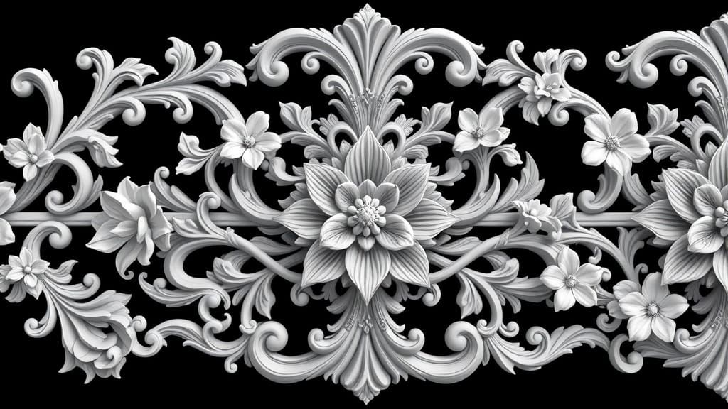 Hyper-Realistic Wooden Ornaments in Opulent Baroque Style