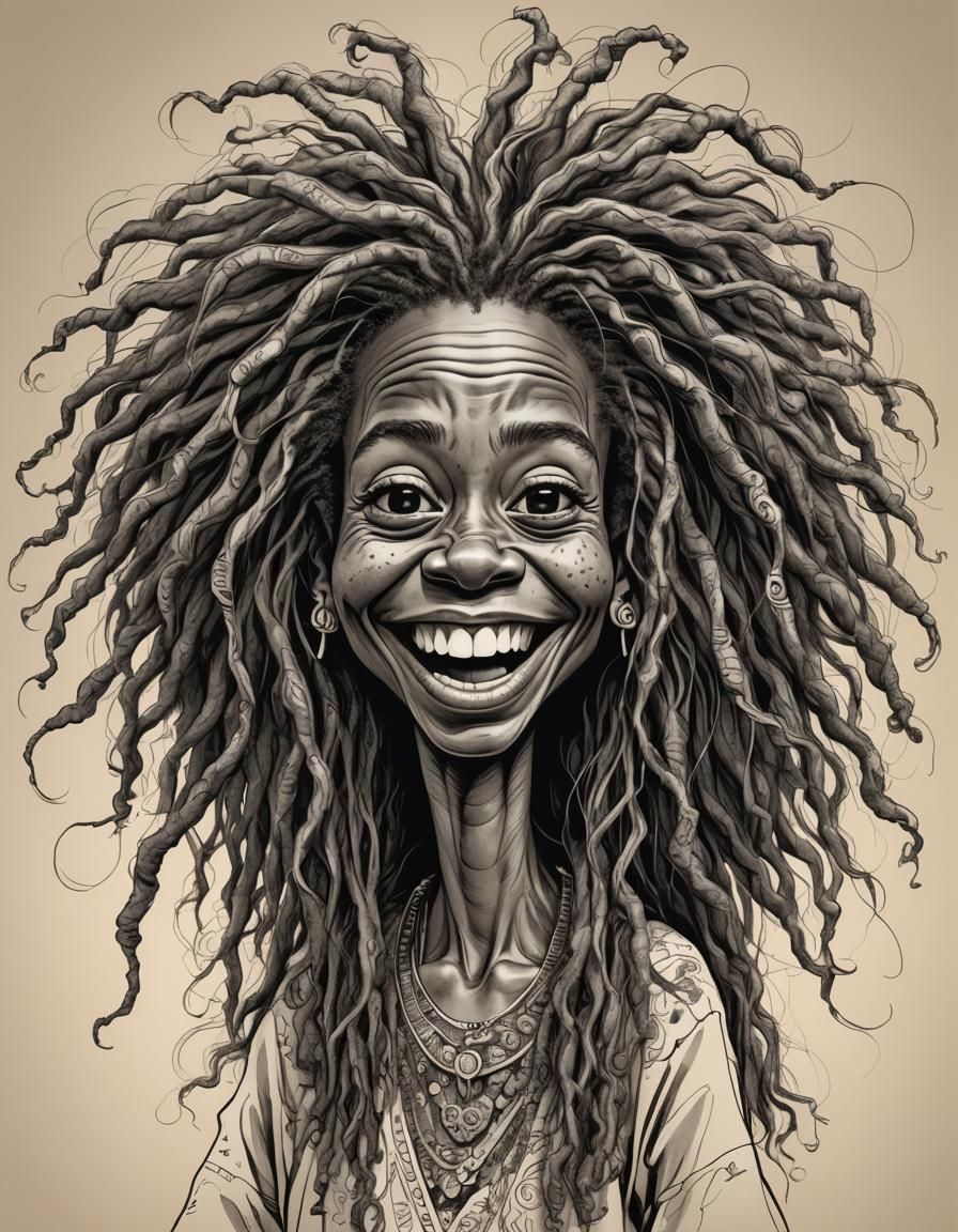 Funny Caricature of an Adorable African Woman