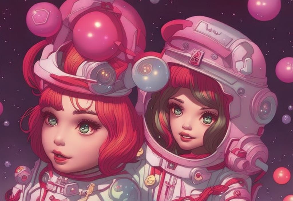 Kawai Astronaut in Candyland: Digital Art