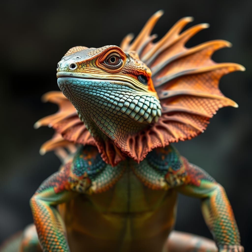 Frilled-Neck Lizard Displays Vibrant Frill in Graffiti Art