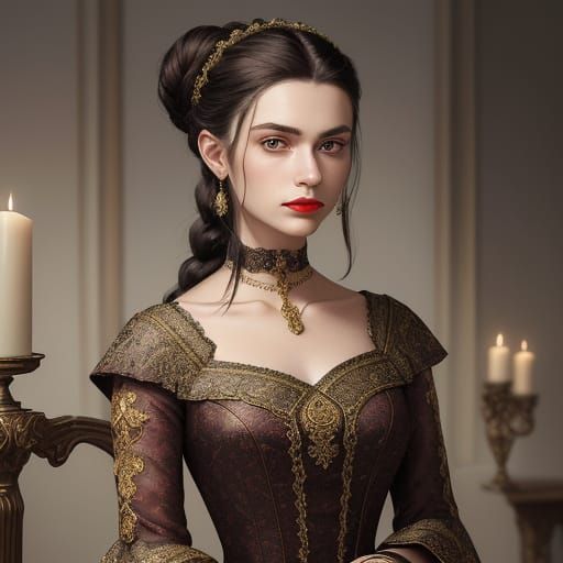 Elegant Young Woman in Rich Burgundy Attire