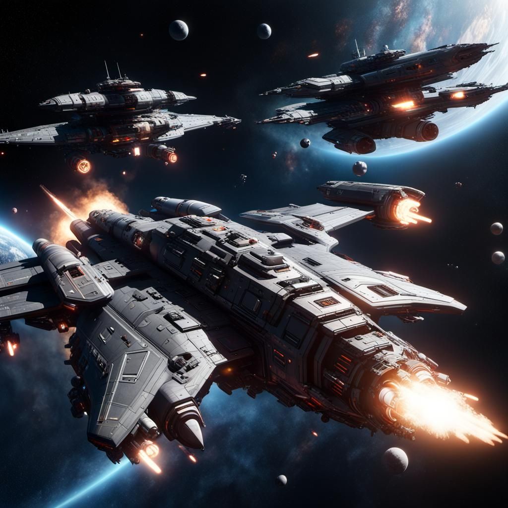 Epic Space Battle with Futuristic Warships