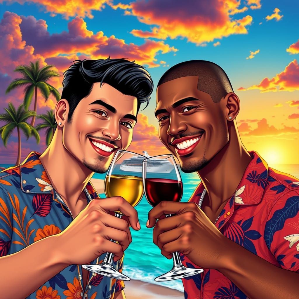 Gay Travelers Toast to Adventure in Tropical Paradise