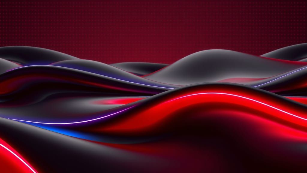 Flowing Black Surfaces With Maroon Light Edges