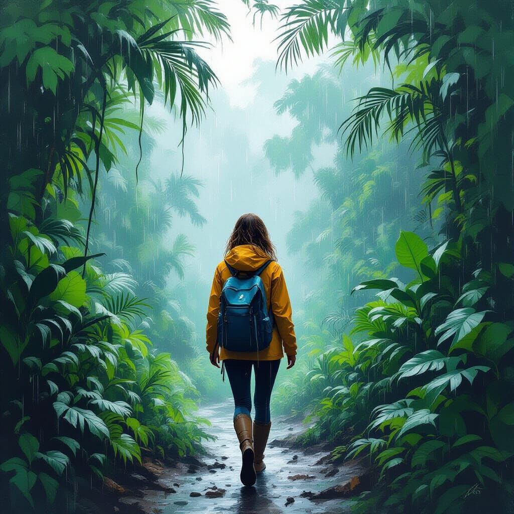 Woman in Rainforest Inspired by Shishkin