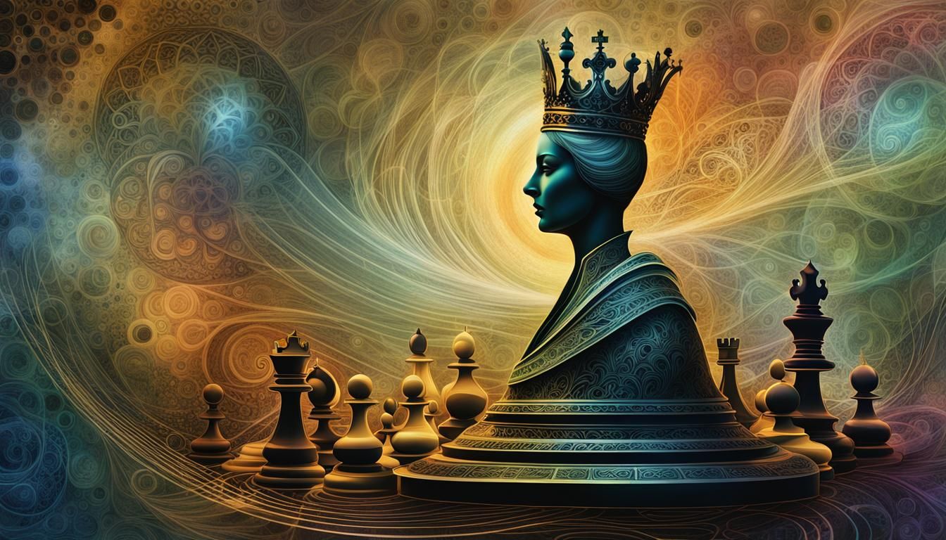 Chess Queen in Bioluminescent Dark Fantasy Style