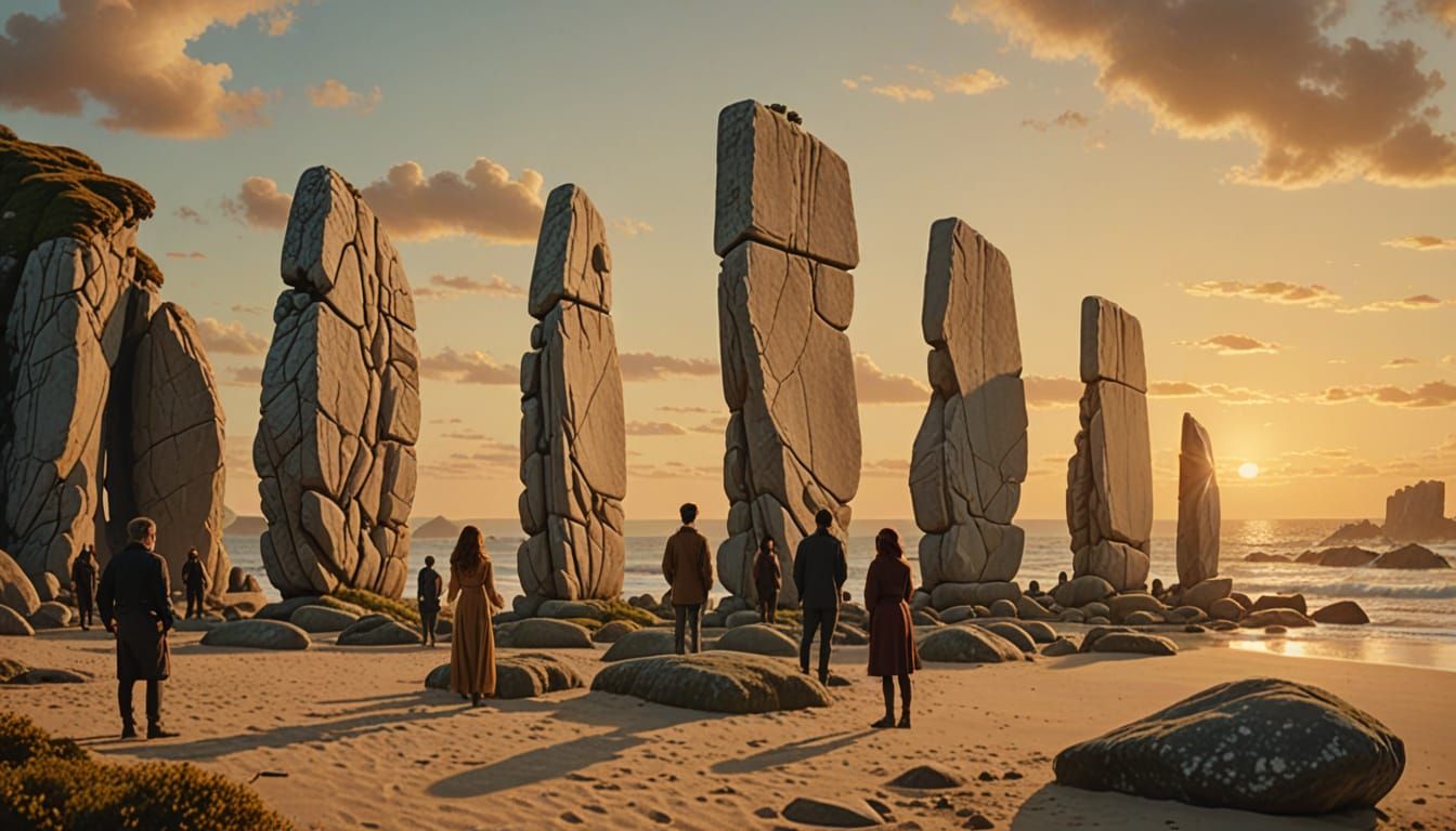 Mystical Beach with Standing Stones: Digital Matte Painting