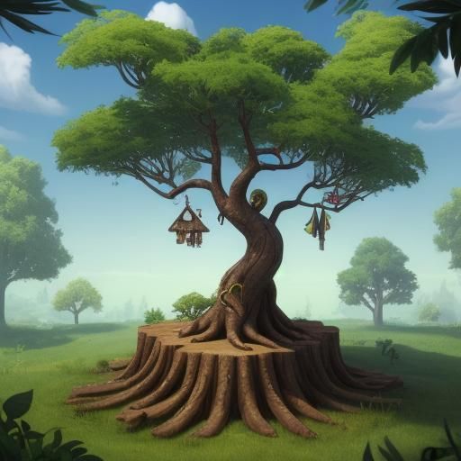 Treasure Tree Tilting Illustration