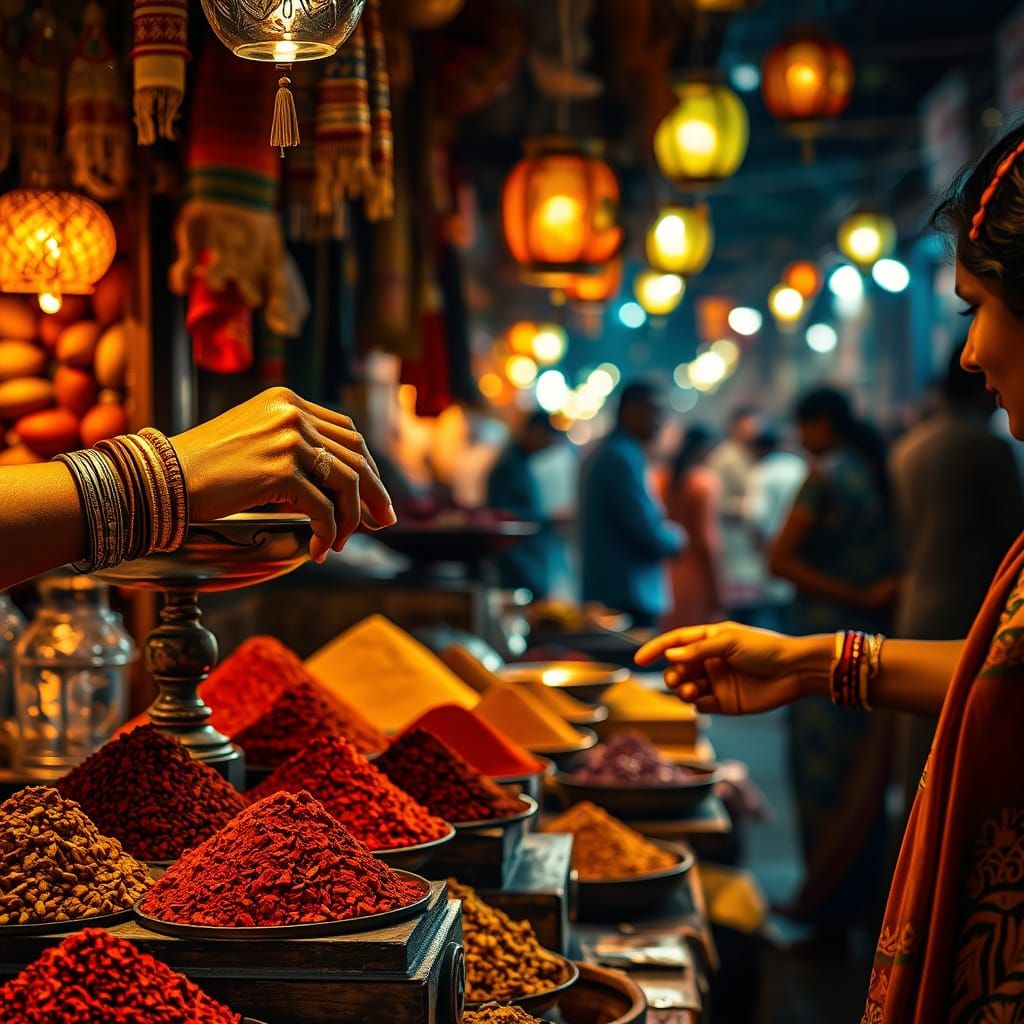 Golden Night Market in India
