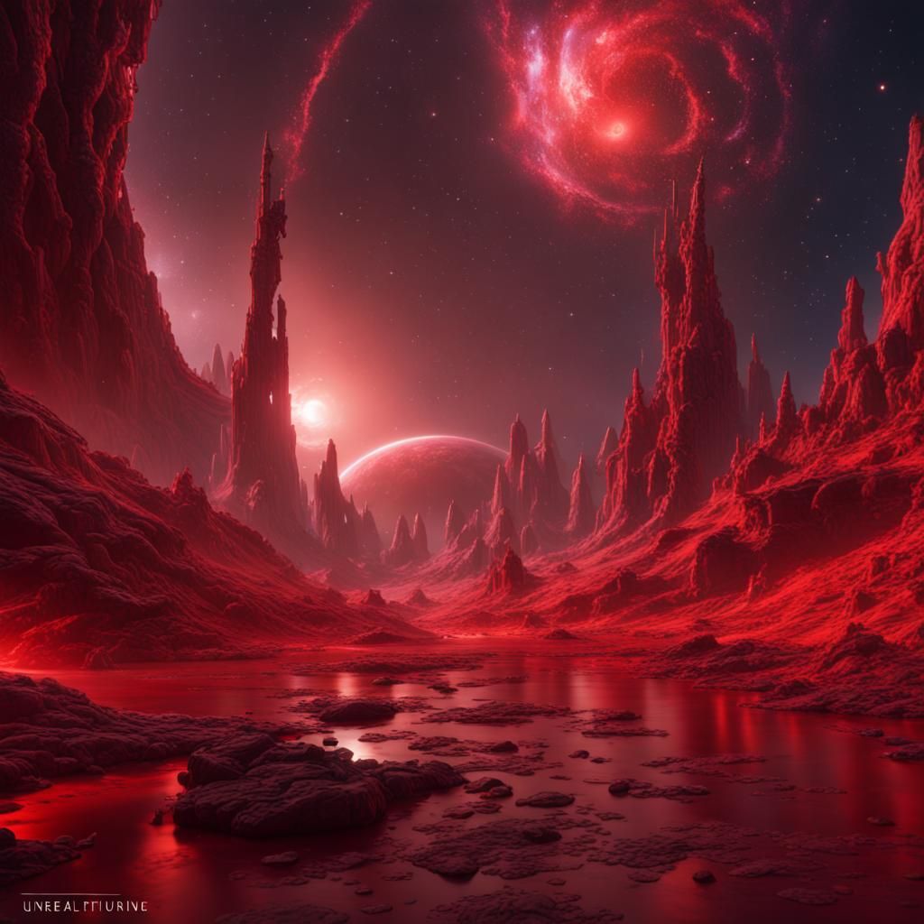 Detailed Red Galaxy Concept Art in 8K