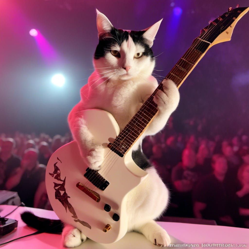 Rock Star Cat Guitar Solo in Concert