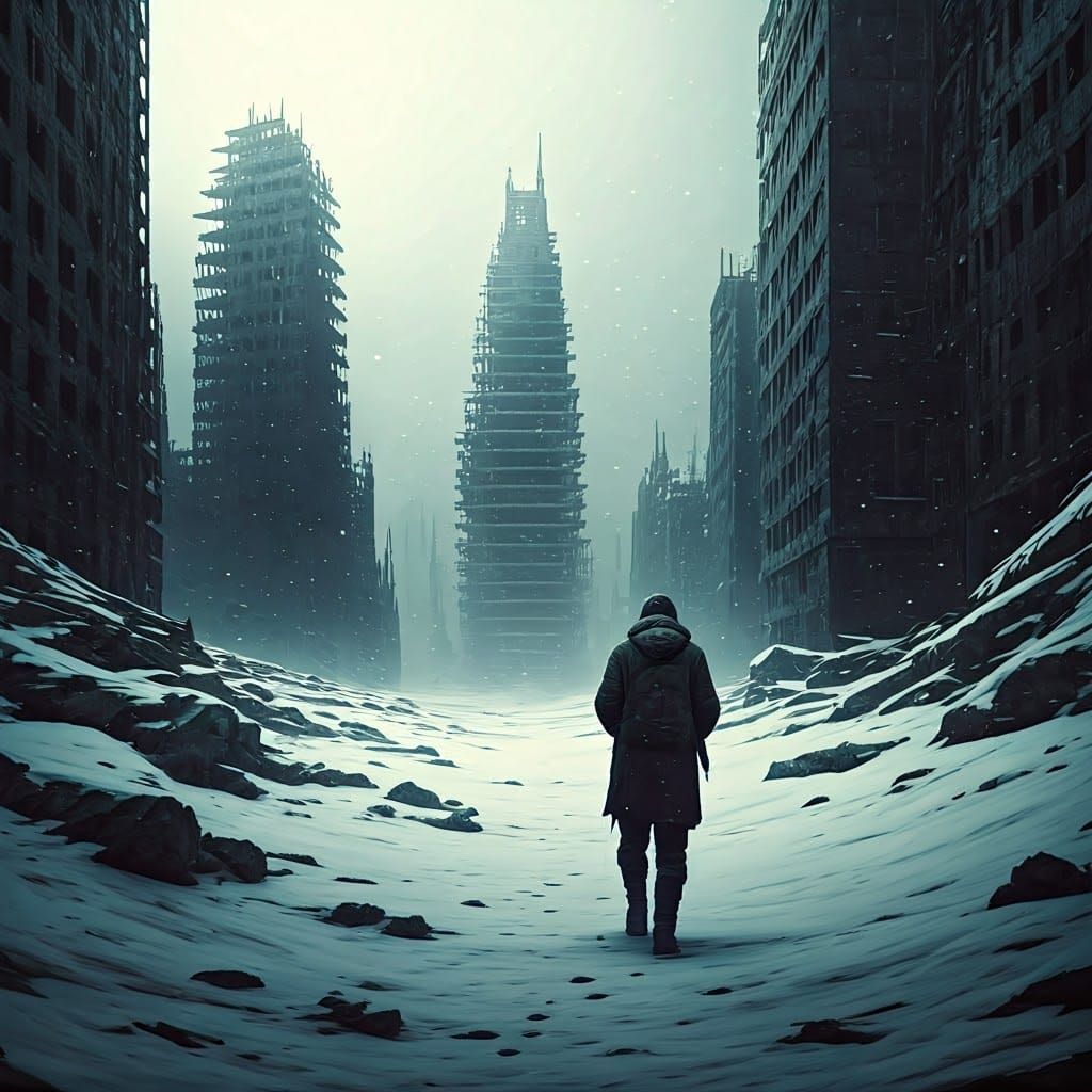 Barren Apocalypse Landscape in Muted Winter