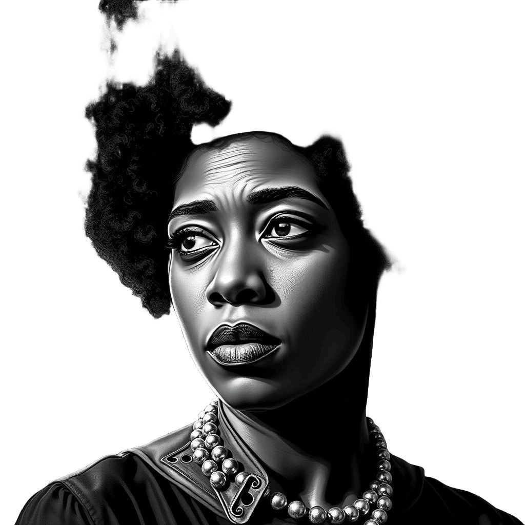 Angela Davis Portrait: 1960s Matte Painting in Black and Whi...