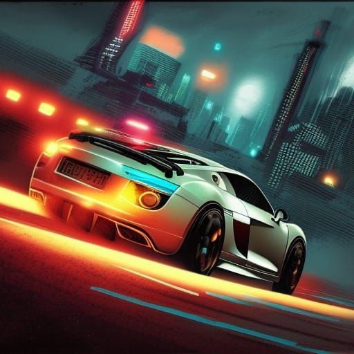 Cyberpunk Audi R8 Monster Truck Explosion