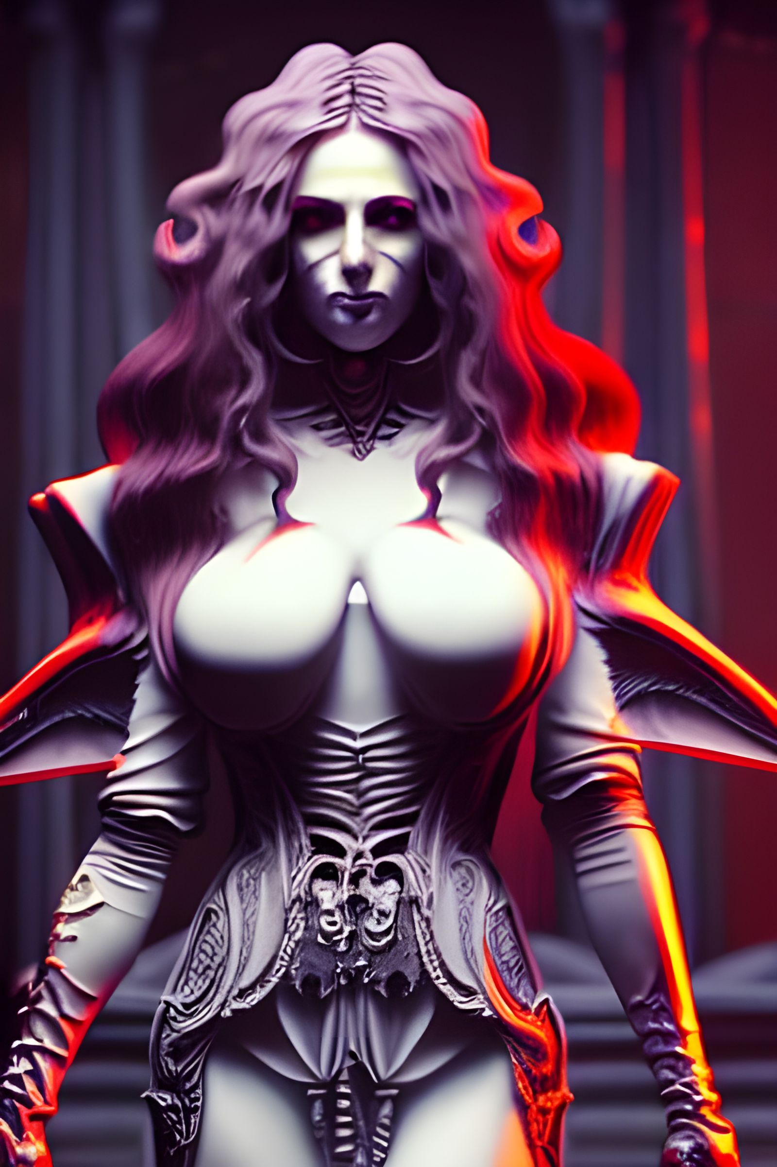 Julia Carmen as Castlevania Character in Cyberpunk Style