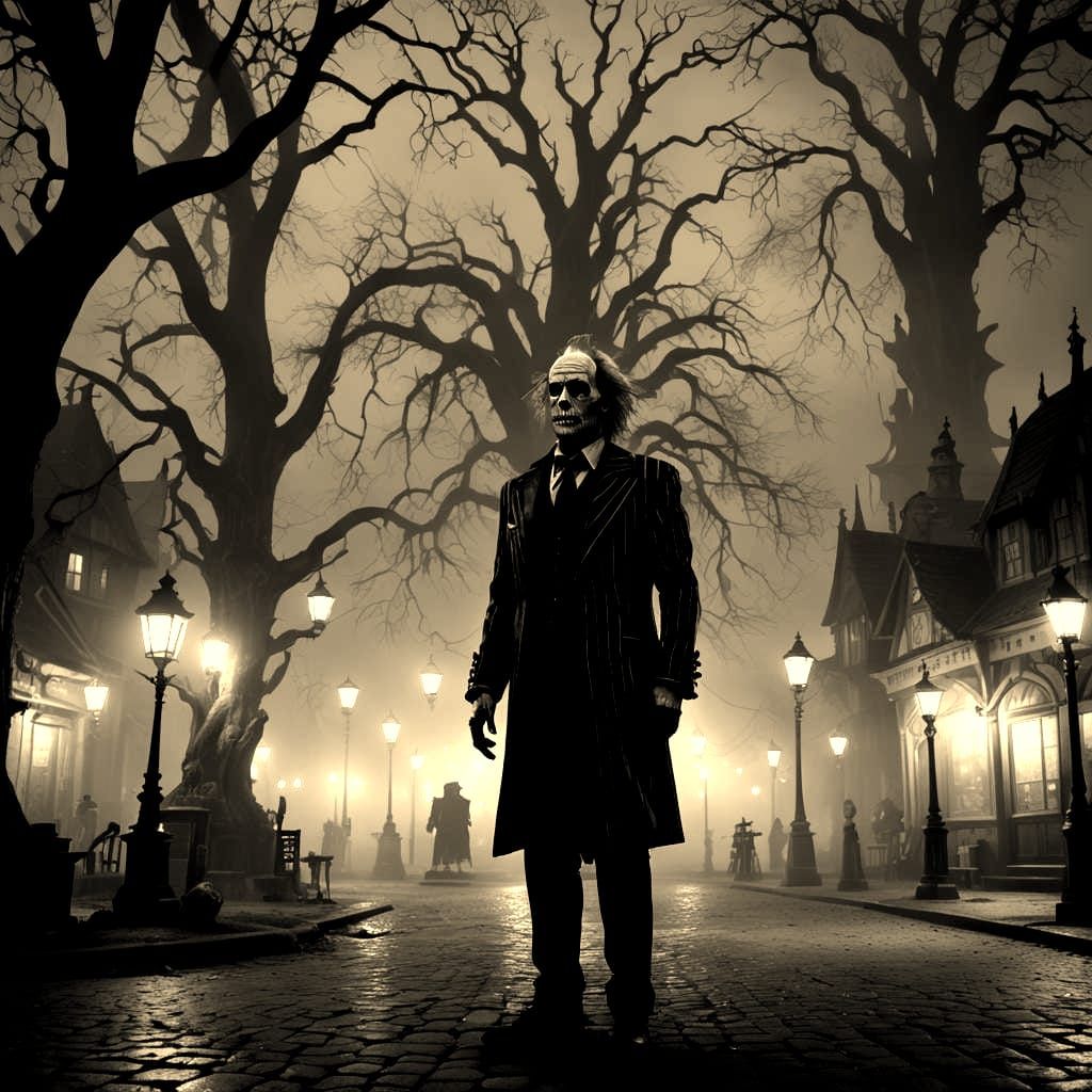 Beetlejuice in Spooky Town: Detailed Matte Painting