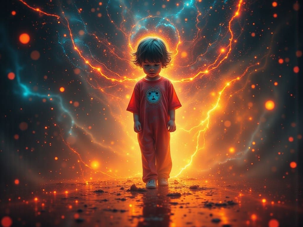 Child in Garish Clothing with Melting Aura