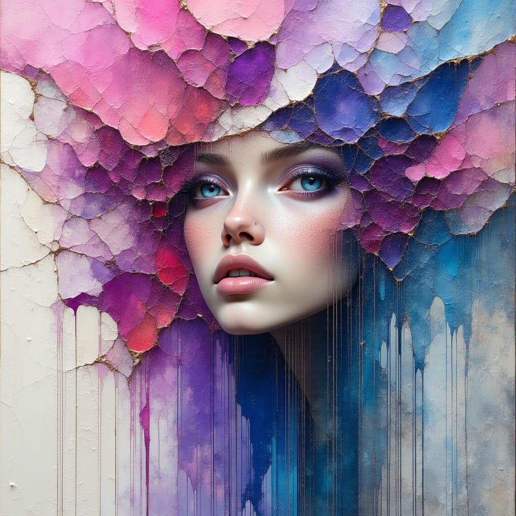 Abstract Face Emerges From Colorful Paint